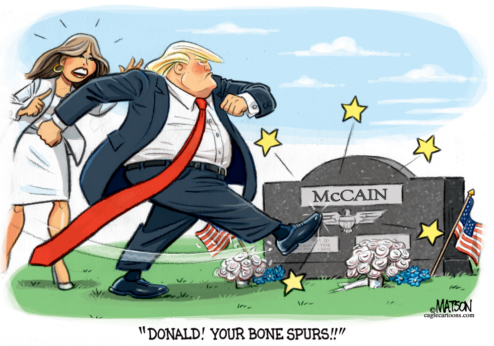Trump Kicks McCain Headstone