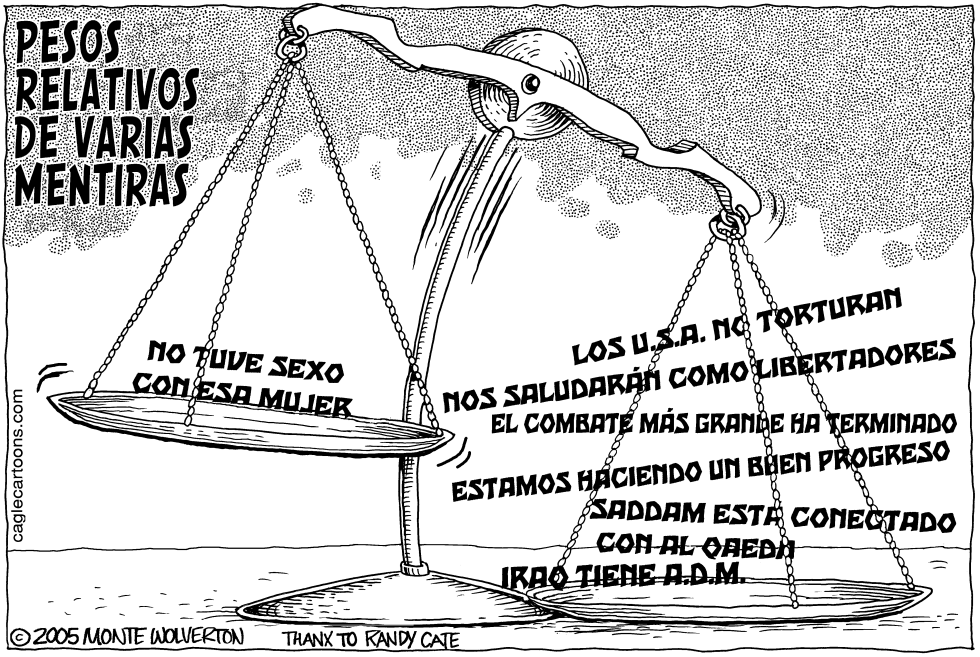 Pesos relativos de varias mentiras