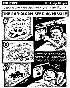 CAR ALARM SEEKING MISSILE by Andy Singer