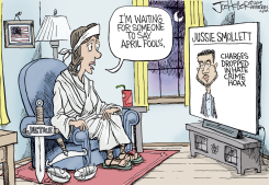 APRIL FOOLS SMOLLETT by Joe Heller