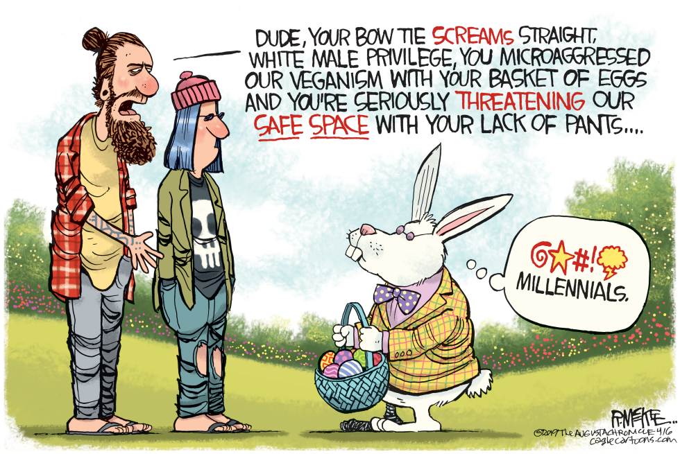  EASTER BUNNY MEETS MILLENNIALS by Rick McKee