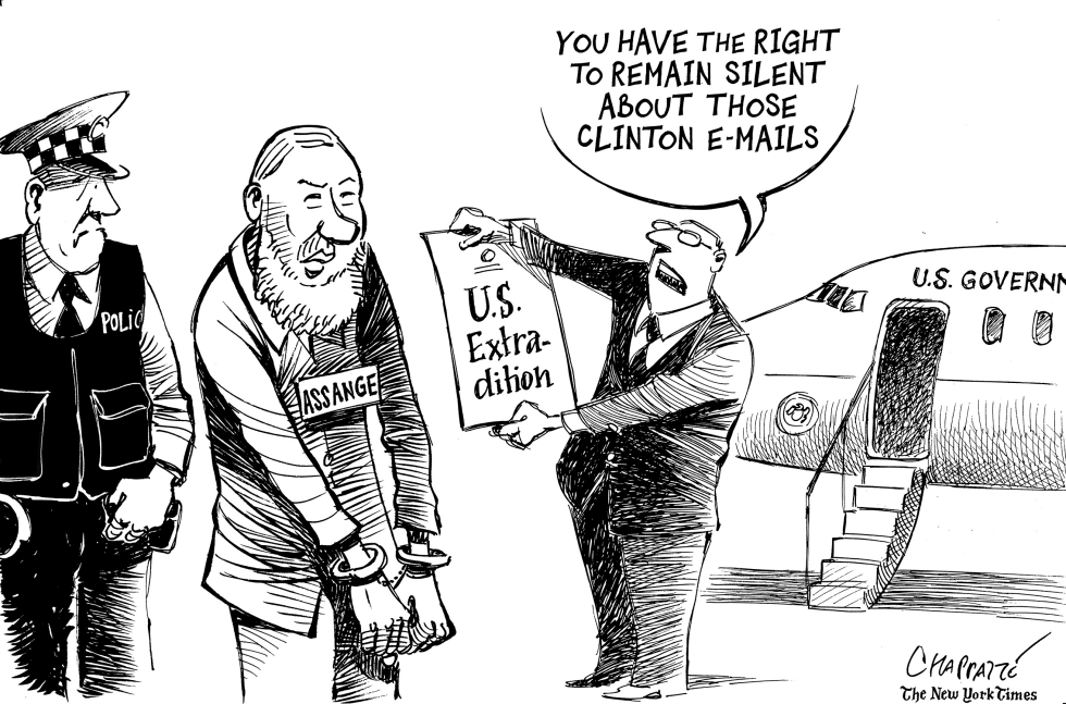  ASSANGE FACES US EXTRADITION by Patrick Chappatte