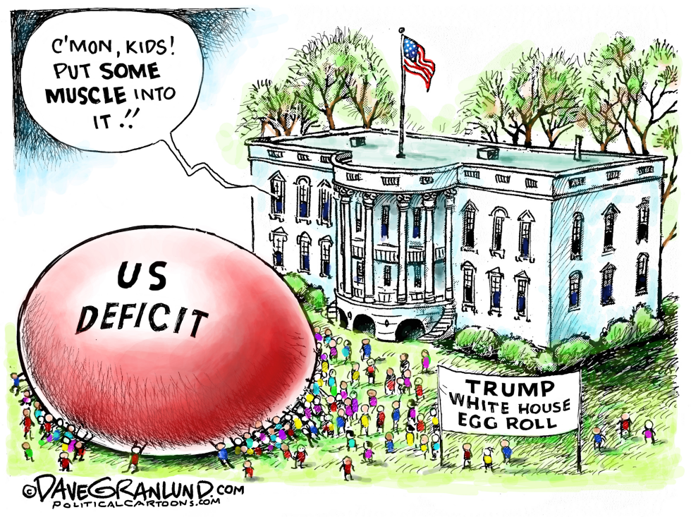  TRUMP WHITE HOUSE EASTER EGG ROLL by Dave Granlund