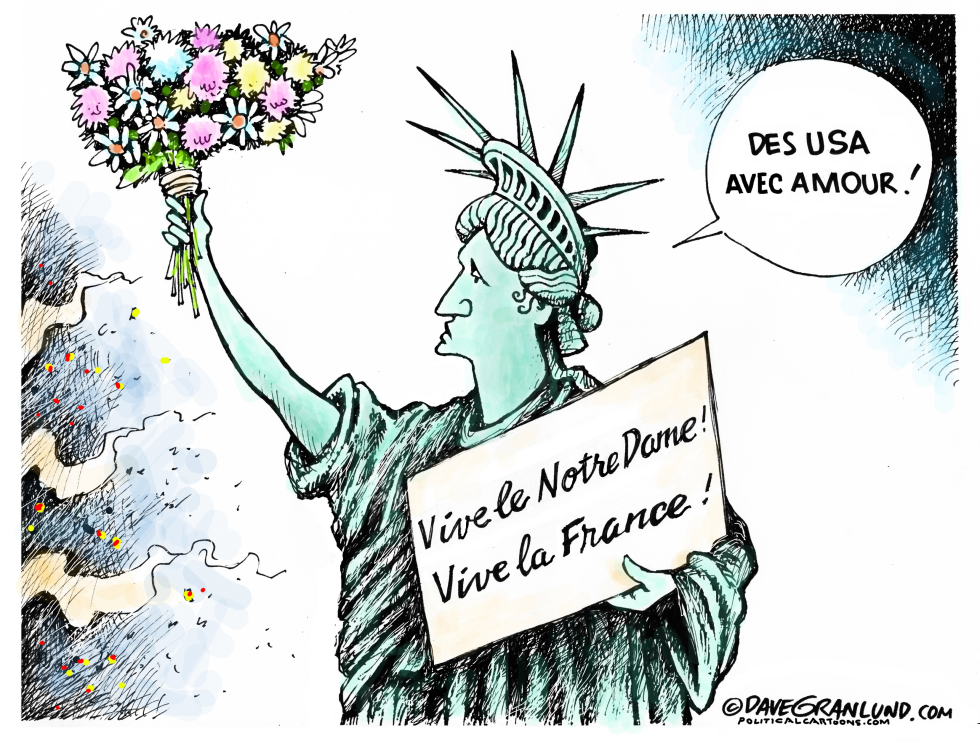  NOTRE DAME BURNS by Dave Granlund