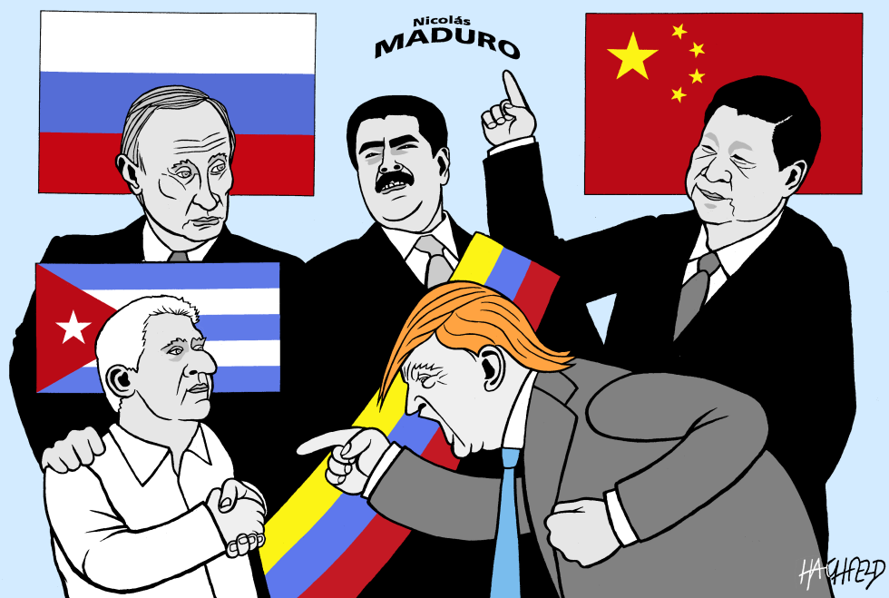 Maduro fans with Trump