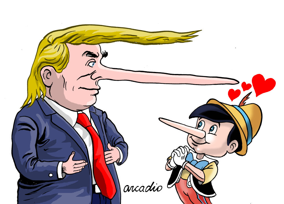 Pinocho encantado con Trump