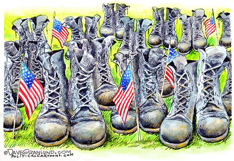 Empty Boots Stand in Silent Tribute on Memorial Day