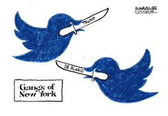 TRUMPDE BLASIO TWITTER WAR by Jimmy Margulies