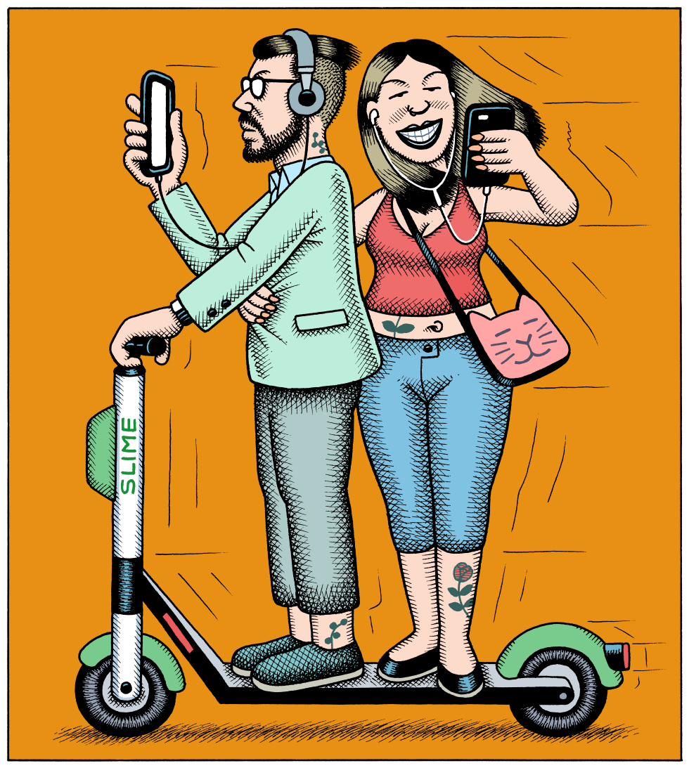 Electric Scooter Couple