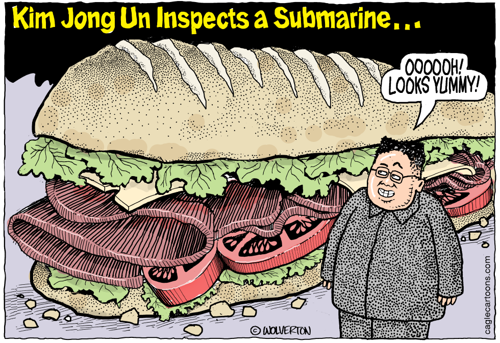  KIM JONG UN INSPECTS A SUBMARINE by Wolverton