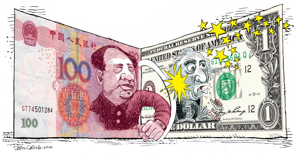  CHINA VS USA CURRENCY WAR  by Daryl Cagle