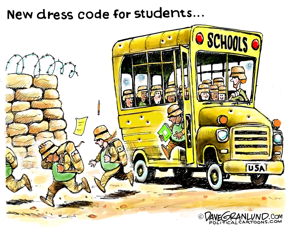  STUDENT DRESS CODE AND GUN DANGER by Dave Granlund