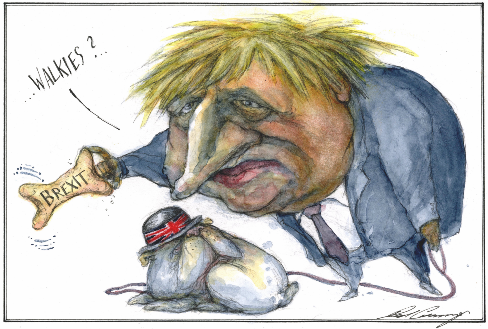  BORIS JOHNSON WALKS THE DOG by Dale Cummings