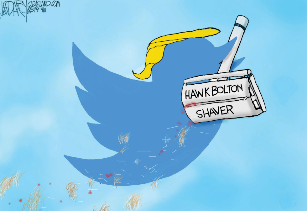 Twitter Trump Shaves Hawk Bolton from Staff