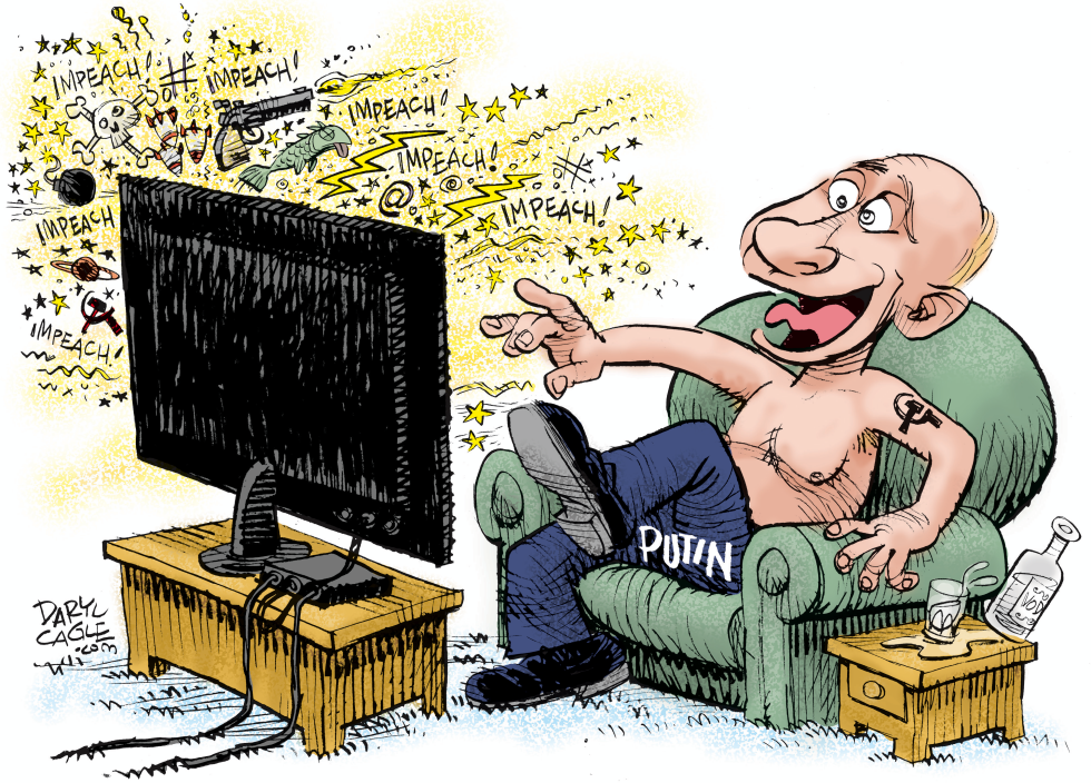  PUTIN ENJOYS IMPEACHMENT RANCOR by Daryl Cagle