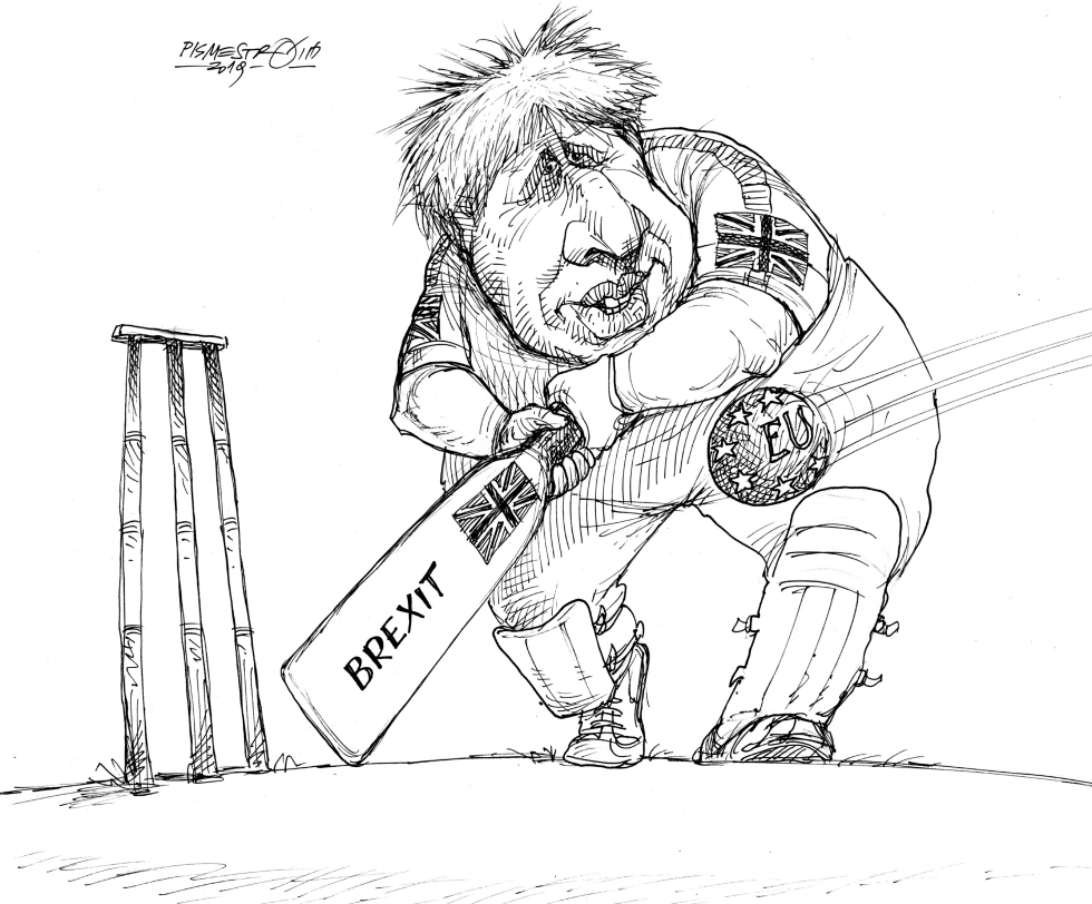  BORIS JOHNSON ASCRICKET PLAYER by Petar Pismestrovic