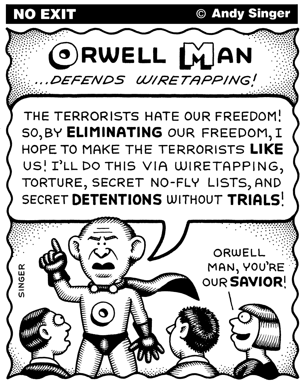 Orwell Man Bush Defends Wiretapping