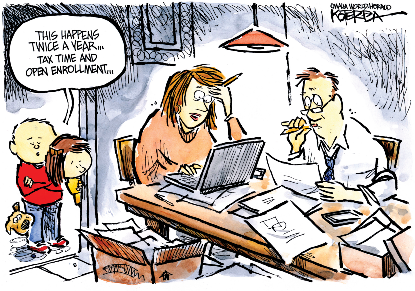 Family Freaks Out Over Tax Time and Open Enrollment in Hilarious Cartoon