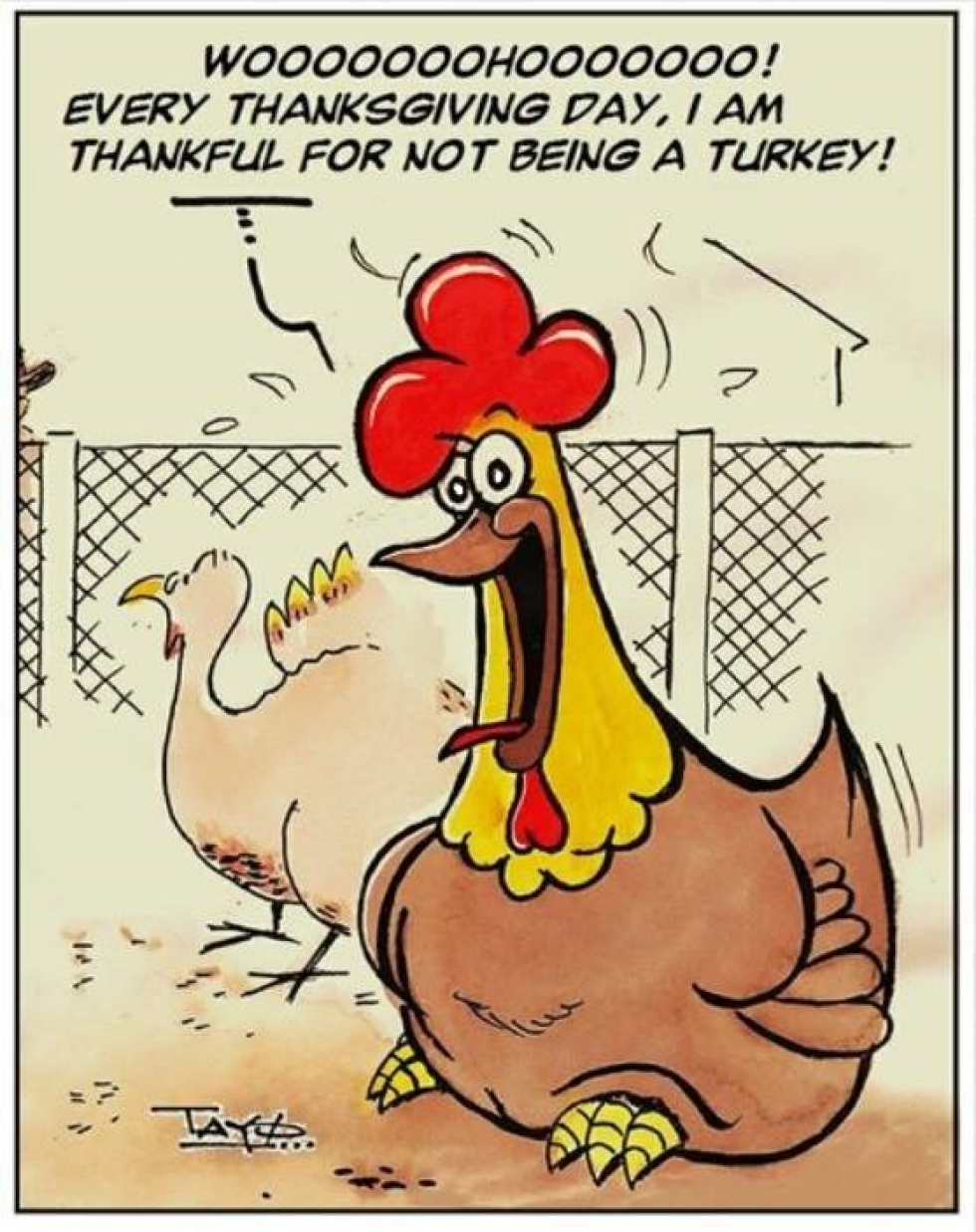 Thanksgiving Turkey gives thanks
