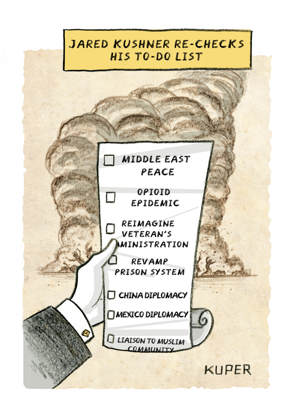 Jared Kushner's todo list