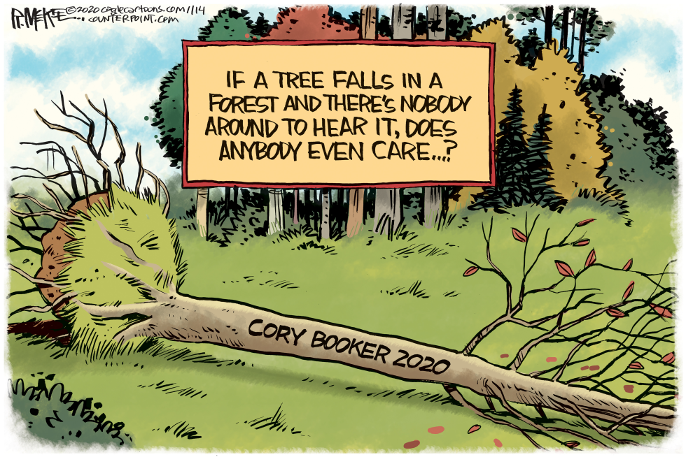  CORY BOOKER DROPS OUT by Rick McKee