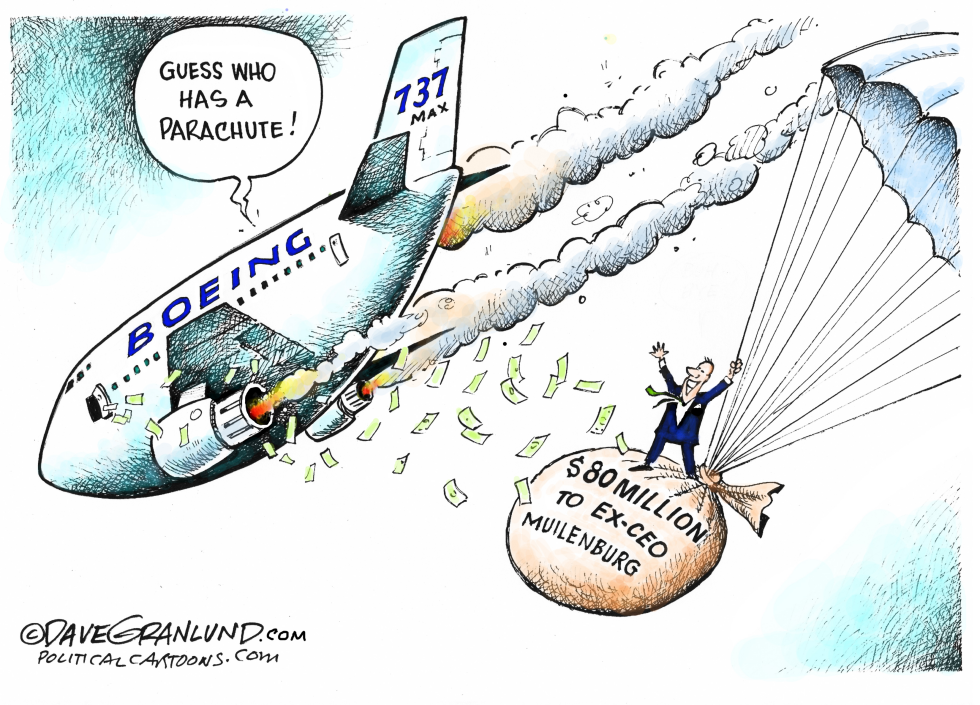  BOEING EX-CEO PARACHUTE by Dave Granlund