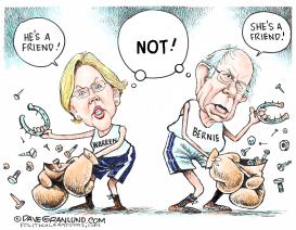 Warren vs Bernie by Dave Granlund