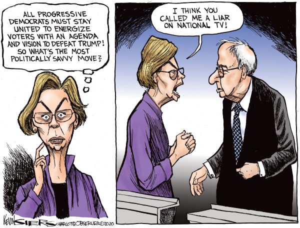 Warren vs Sanders by Kevin Siers