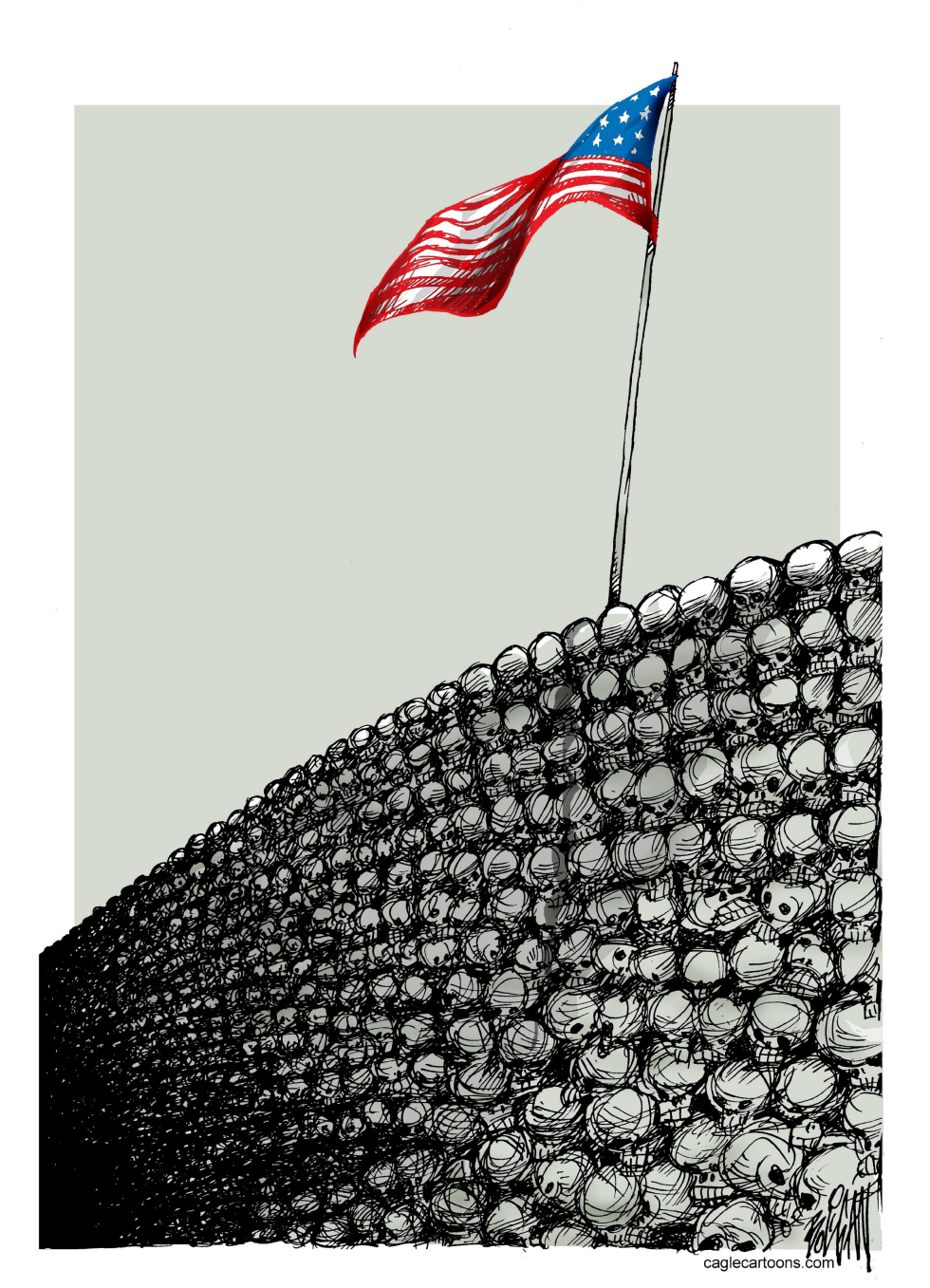 US Flag Flies Atop Massive Skull Mound at the Border