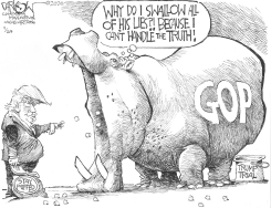 SWALLOWING TRUMP LIES by John Darkow