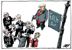 DEMOCRATS AND TRUMP ON 5TH AVENUE by Jos Collignon