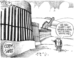 THE WALL STOPS THE VIRUS by John Darkow