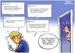 TWEETING AWAY THE CORONAVIRUS by Dave Whamond