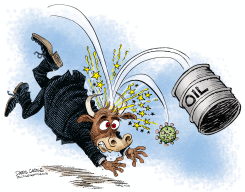 WALL STREET COVID19 AND OIL by Daryl Cagle
