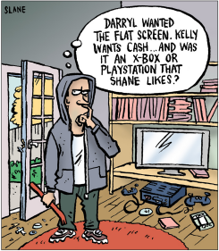 BURGLAR GOES SHOPPING FOR GIFTS by Chris Slane