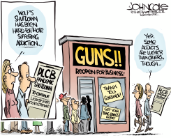 LOCAL PA TOM WOLF, GUN SHOPS AND LIQUOR STORE by John Cole