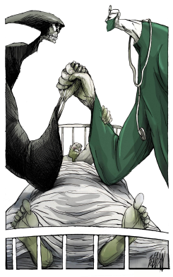 HEALTHCARE WORKERS' BRAVE BATTLE by Angel Boligan