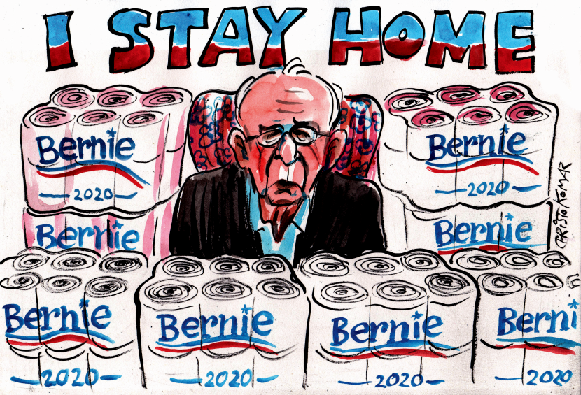 Bernie stays home
