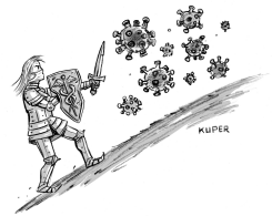 FIGHTING CORONAVIRUS by Peter Kuper