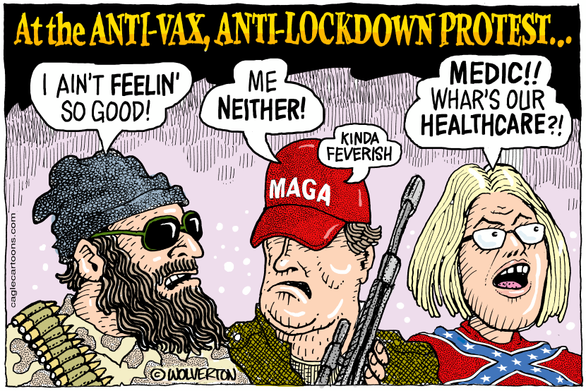 At the Anti Vax Anti Lockdown Protest