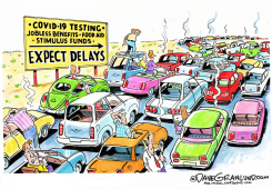 LONG LINES AND COVID19 by Dave Granlund