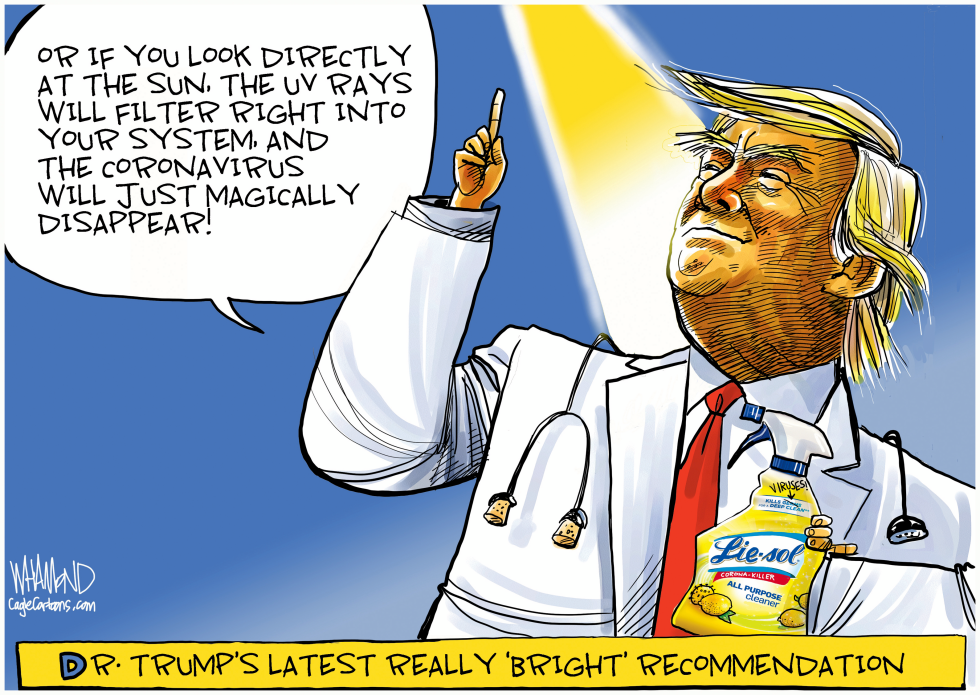 Trump as Doctor Pushes Sun Gazing and Disinfectant for COVID Cure