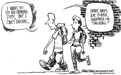 MILITARY OR MALL by Mike Keefe
