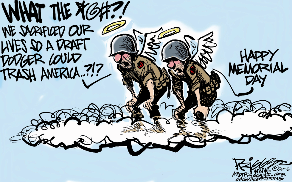 Fallen Soldiers Lament Draft Dodger's America from Heaven