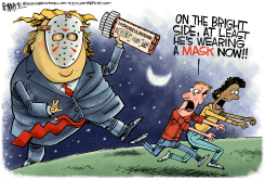 TRUMP MASKS UP by Rick McKee