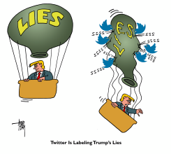 TWITTER LABELING TRUMP'S LIES by Arend van Dam