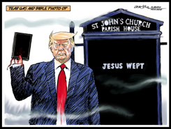 TRUMP TEAR GAS BIBLE PHOTO OP by J.D. Crowe