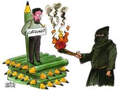 BURNING A CARTOONIST -  by Christo Komarnitski
