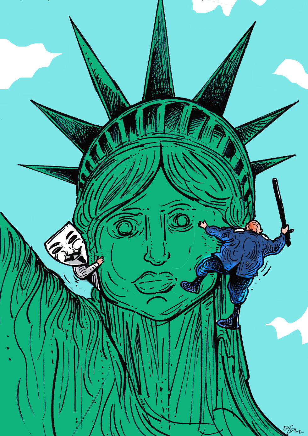 Lady Liberty Attacked