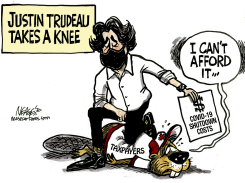 TRUDEAU KNEELS by Steve Nease